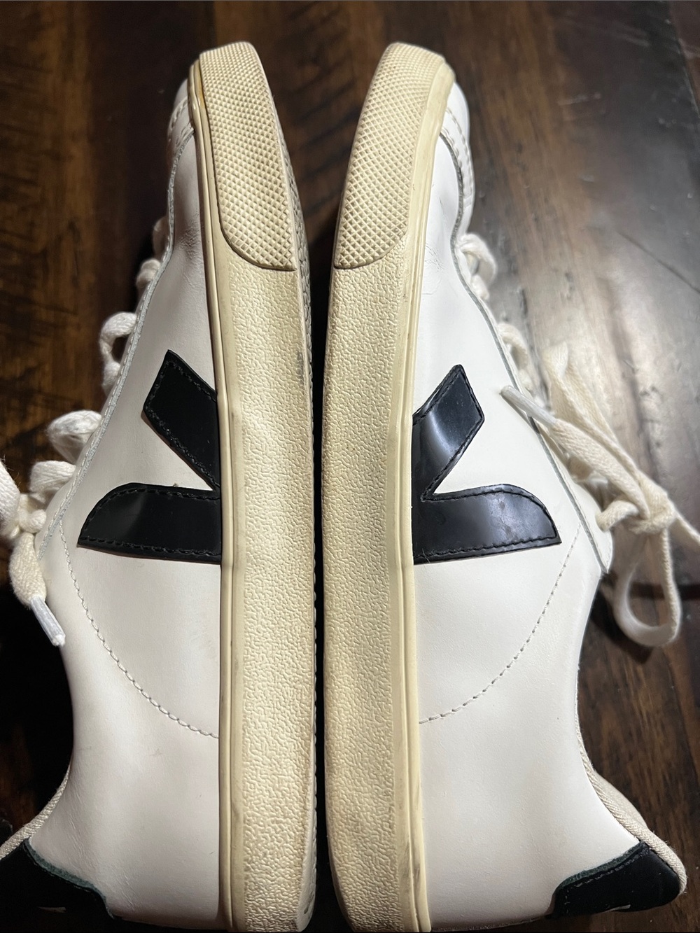Veja White Leather Sneakers with Black V Logo Detail size 7 - Picture 7 of 15